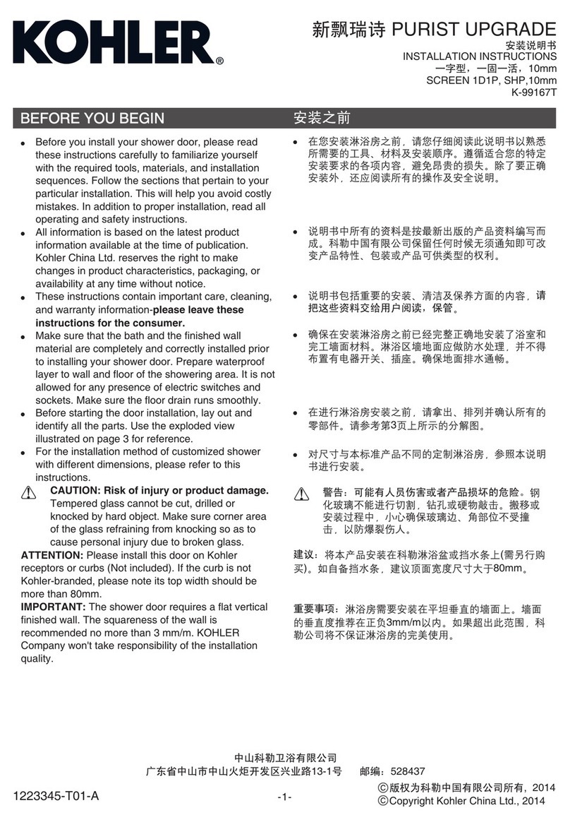 Kohler PURIST UPGRADE K-99167T User manual Kohler PURIST UPGRADE K-99167T User manual