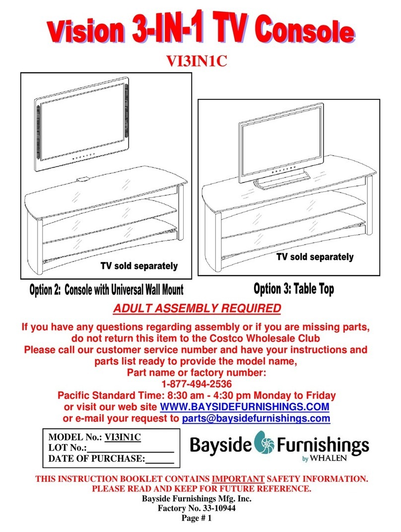 Bayside Furnishings Vision 3-in-1 TV Console User manual Bayside Furnishings Vision 3-in-1 TV Console User manual