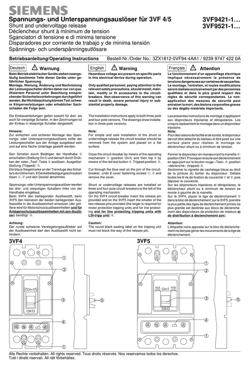 Siemens 3VF9421-1 Series User manual