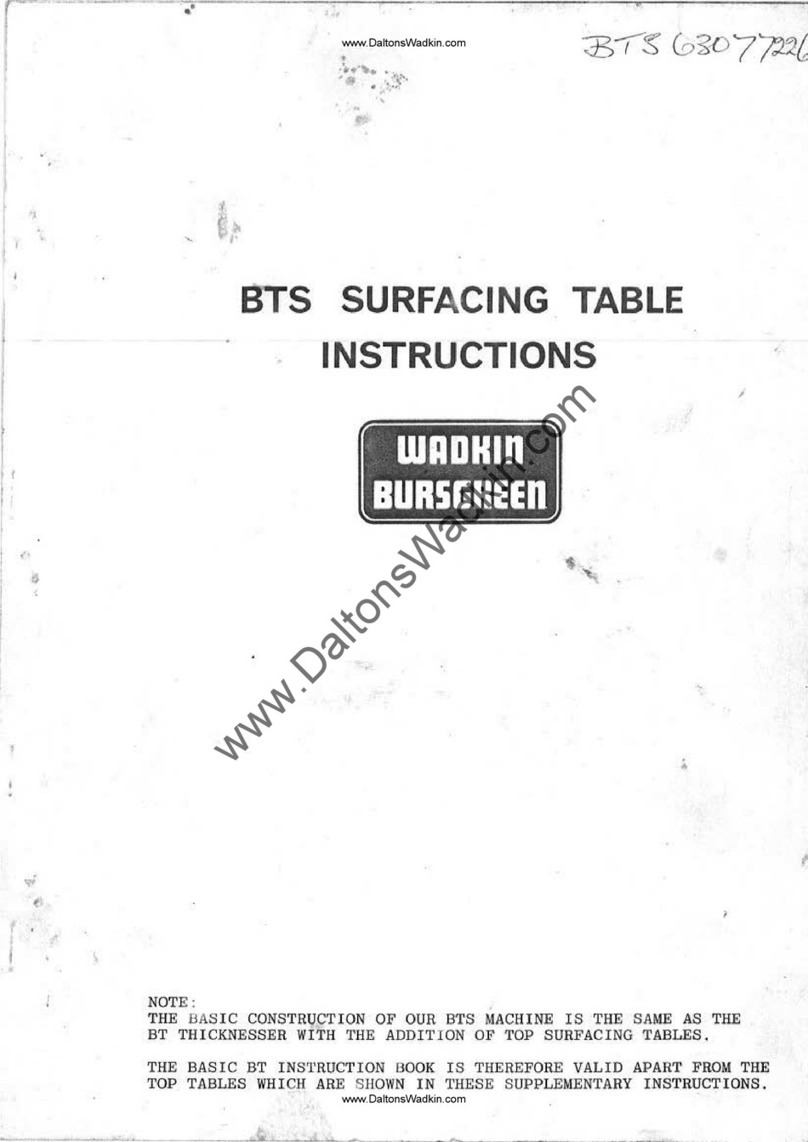Wadkin BTS Series instructions Wadkin BTS Series instructions