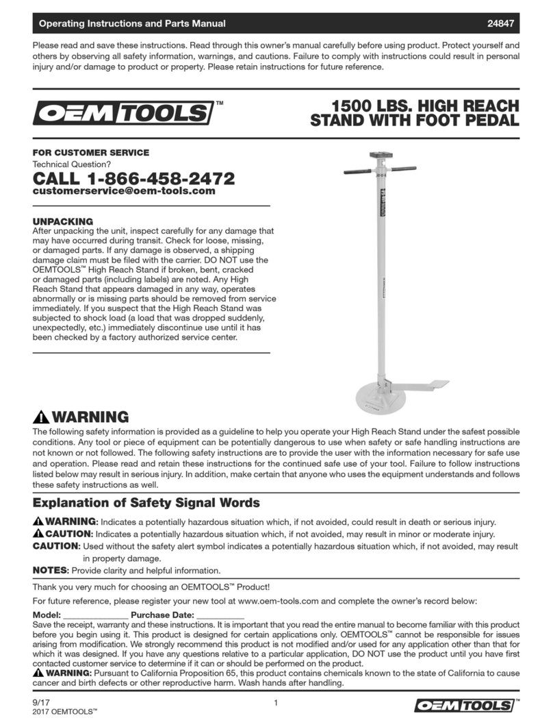 OEM Tools 24847 Operating instructions and parts manual