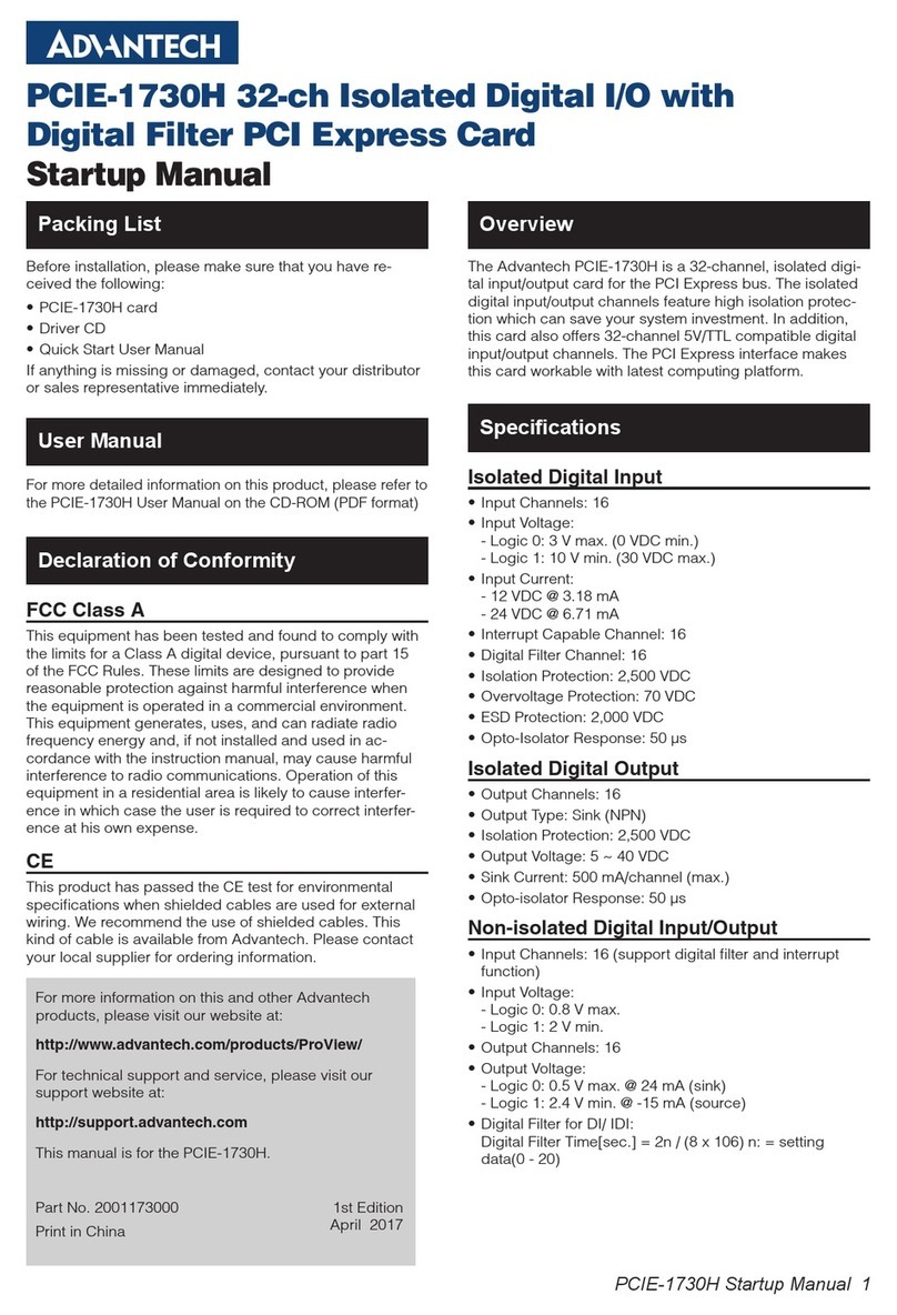 Advantech PCIE-1730H Installation and operation manual