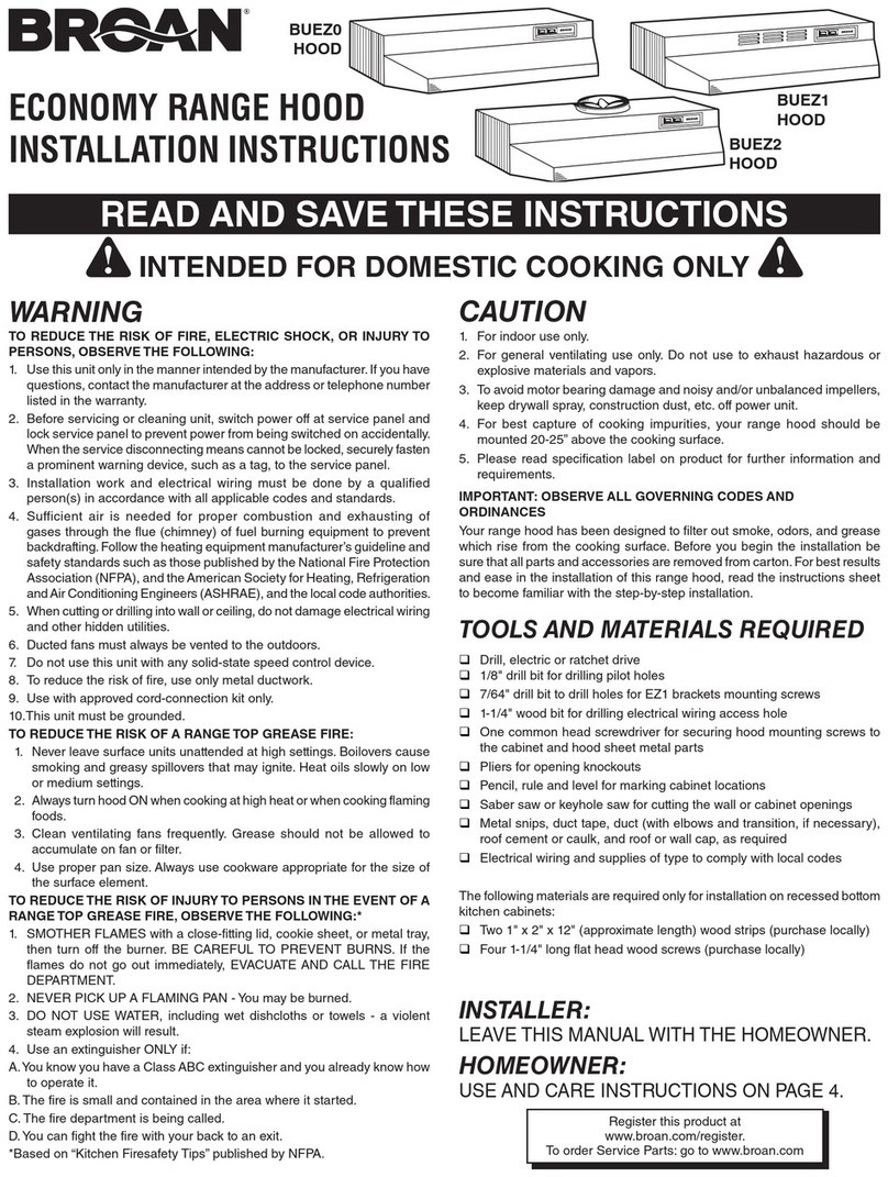 Broan BUEZ0 User manual Broan BUEZ0 User manual