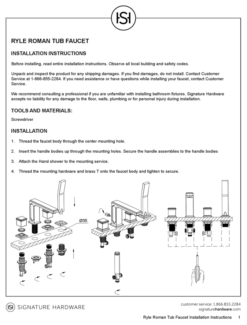 Signature Hardware RYLE ROMAN TUB FAUCET User manual Signature Hardware RYLE ROMAN TUB FAUCET User manual