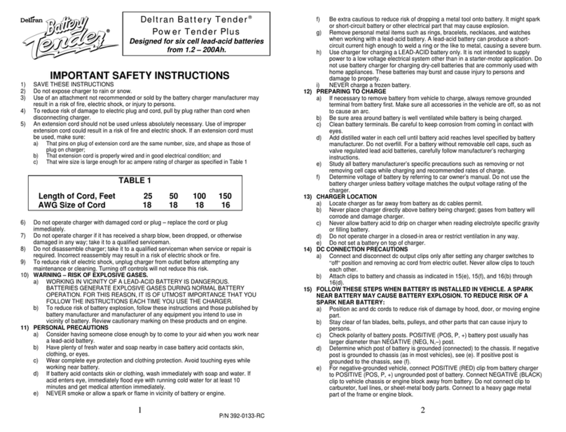 Deltran Battery Tender Power Tender Plus User manual