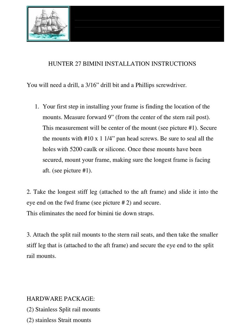Hunter 27 BIMINI installation instructions
