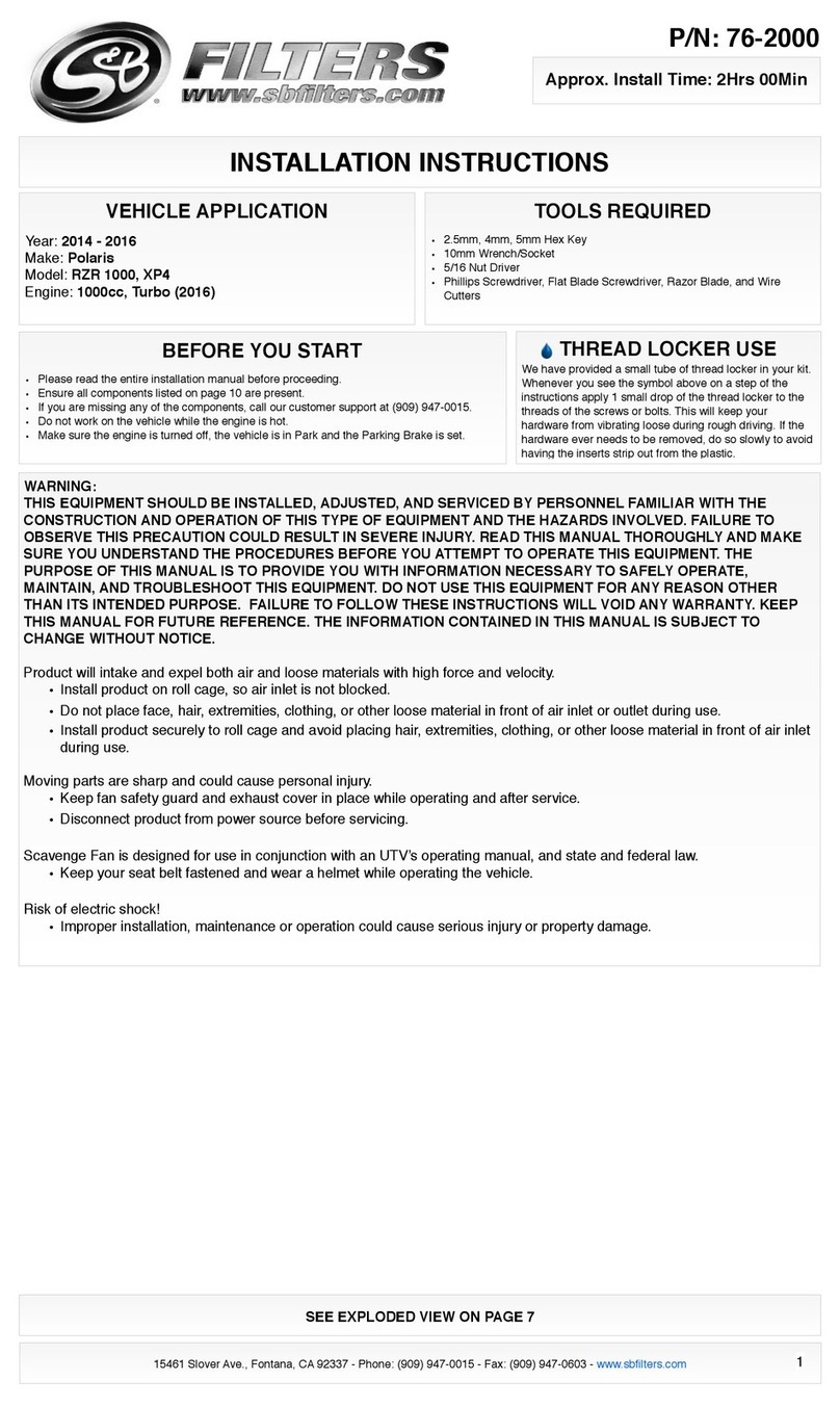 S&B Filters 76-2000 installation instructions
