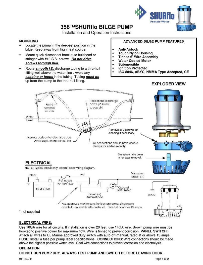 Pentair Pool Products SHURflo 358 Installation and operation instructions Pentair Pool Products SHURflo 358 Installation and operation instructions