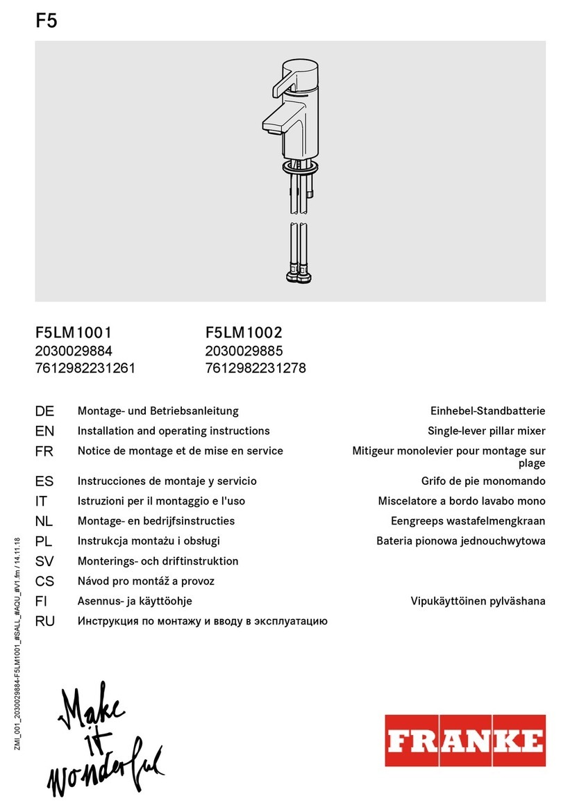 Franke F5 Series Installation and operating instructions Franke F5 Series Installation and operating instructions