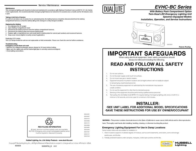 Hubbell Dual-Lite EVHC-BC Series Manual