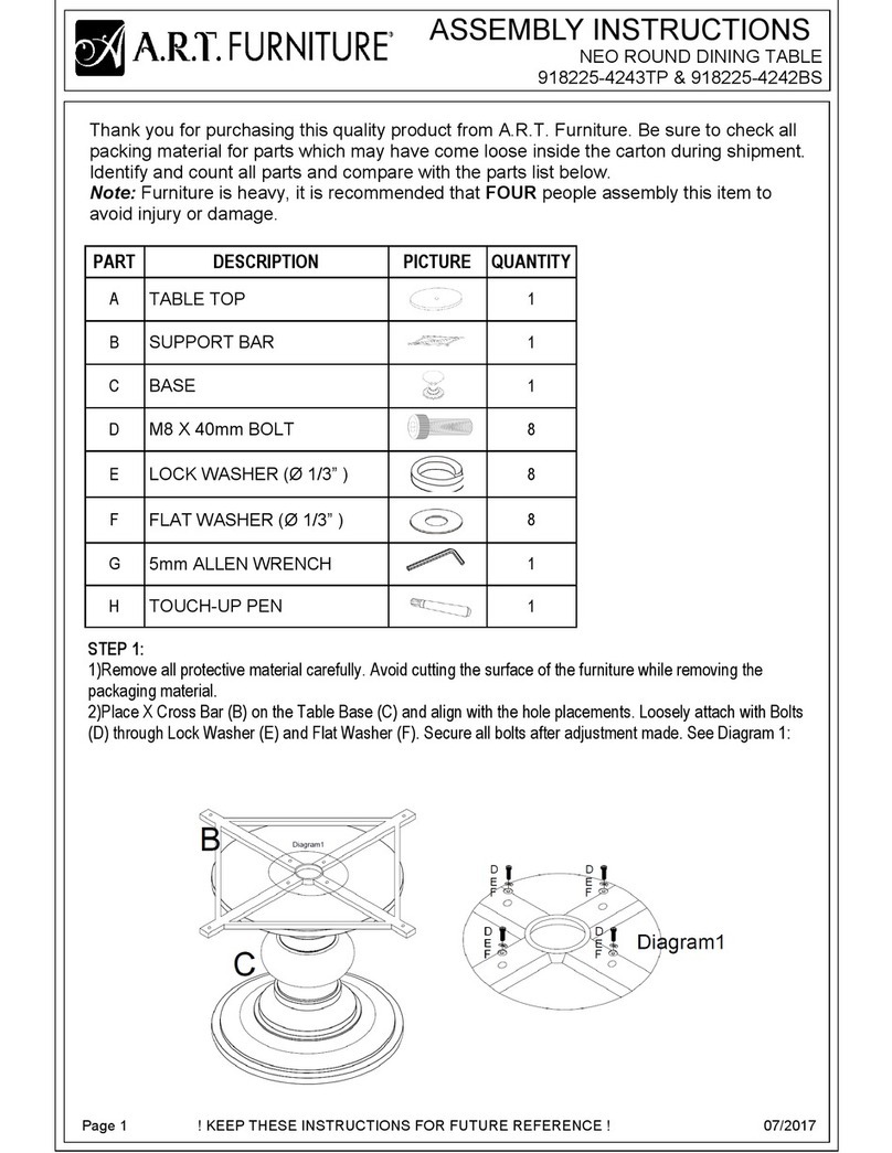 A.R.T. Furniture NEO ROUND DINING TABLE Assembly instructions A.R.T. Furniture NEO ROUND DINING TABLE Assembly instructions