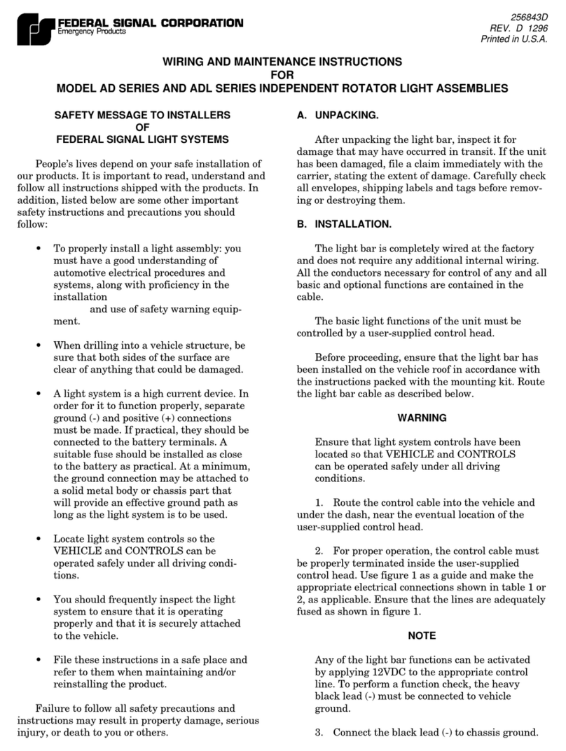 Federal Signal Corporation AD Series Wiring and maintenance Instructions