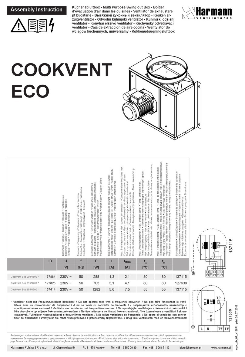 Harmann COOKVENT ECO Series Assembly instruction