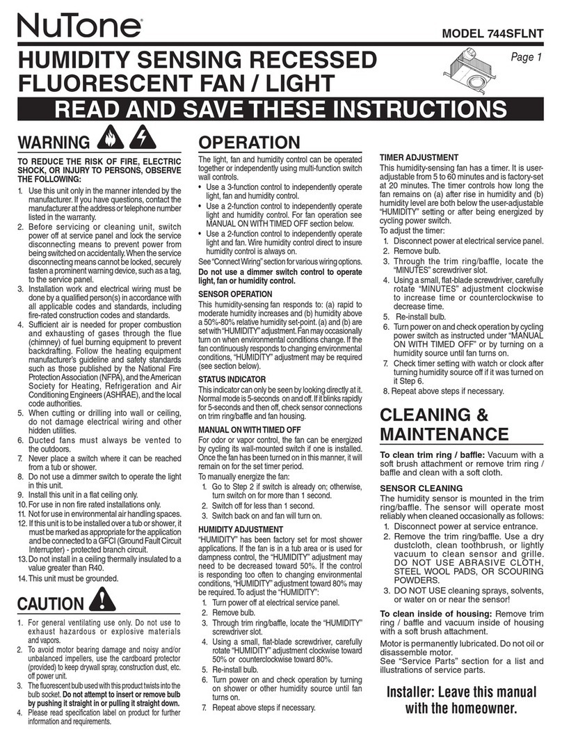 NuTone 744SFLNT User manual