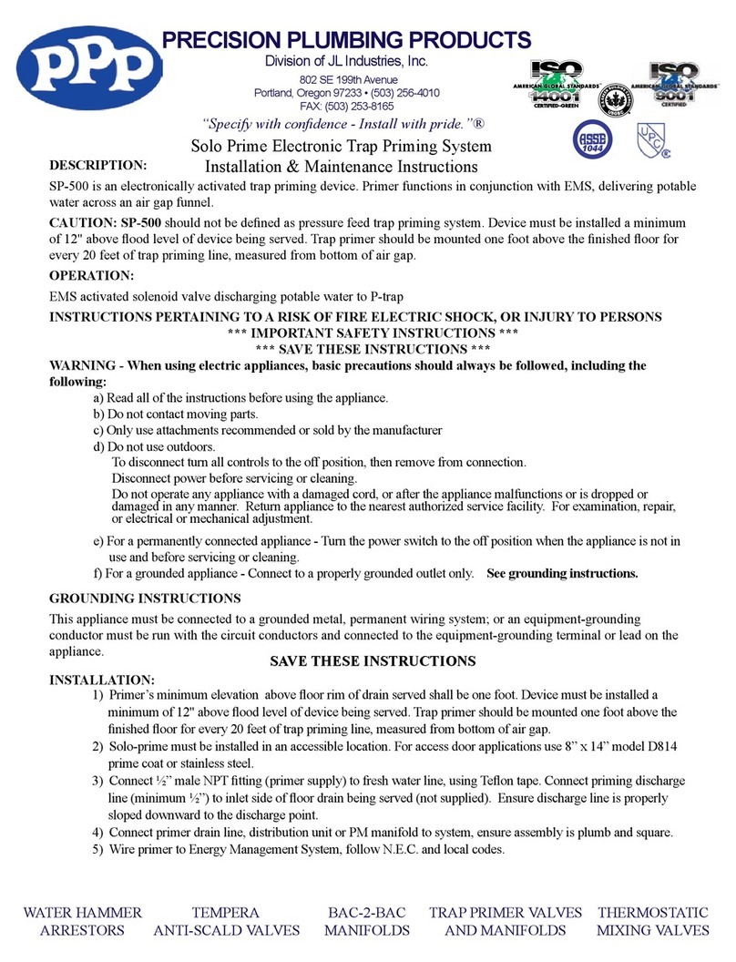 Precision Plumbing Products MP-500 PRIMER Installation & maintenance instructions
