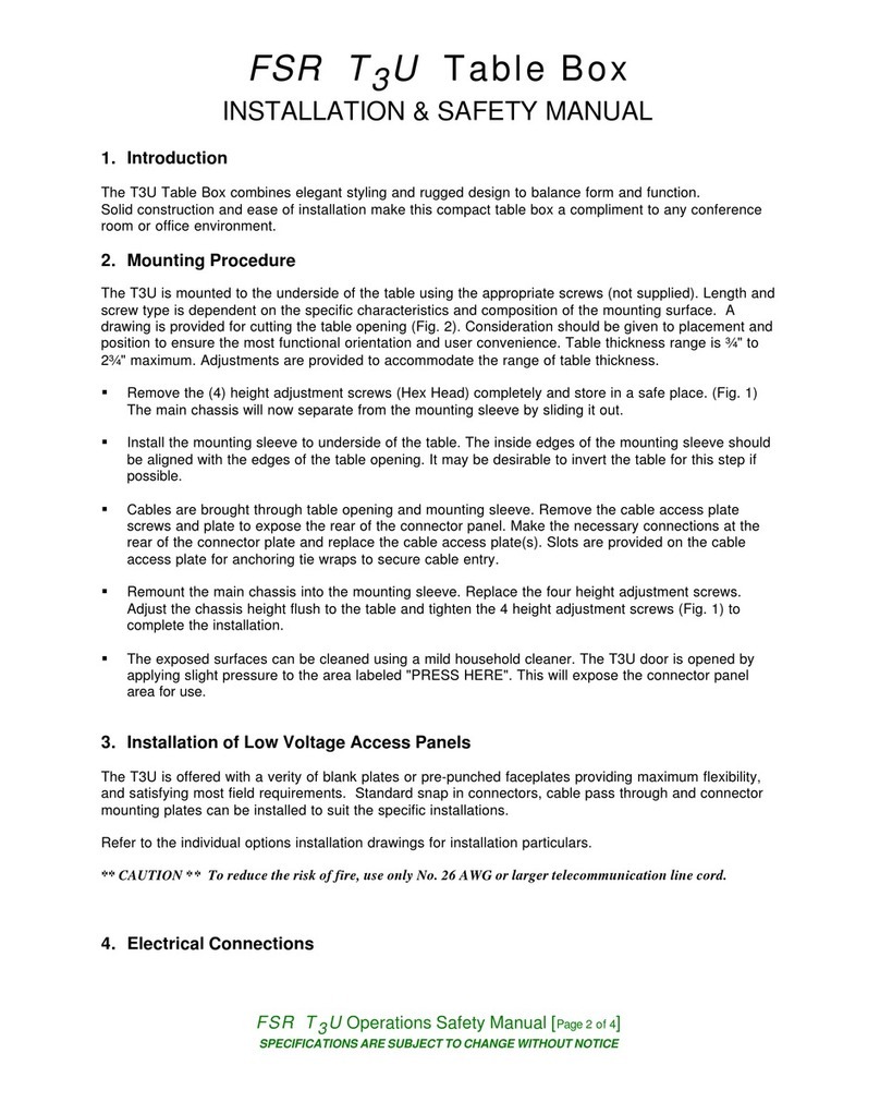 FSR T3U Table Box Installation & Safety Manual