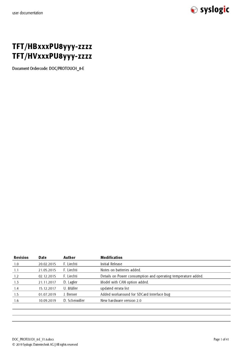 syslogic TFT/HB PU8 Series Operator's manual
