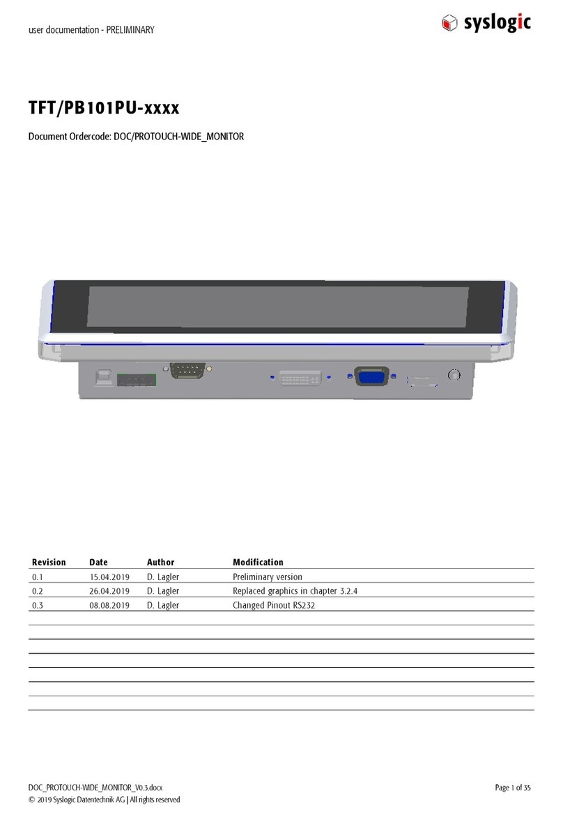 syslogic TFT/PB101PU Series Operator's manual syslogic TFT/PB101PU Series Operator's manual