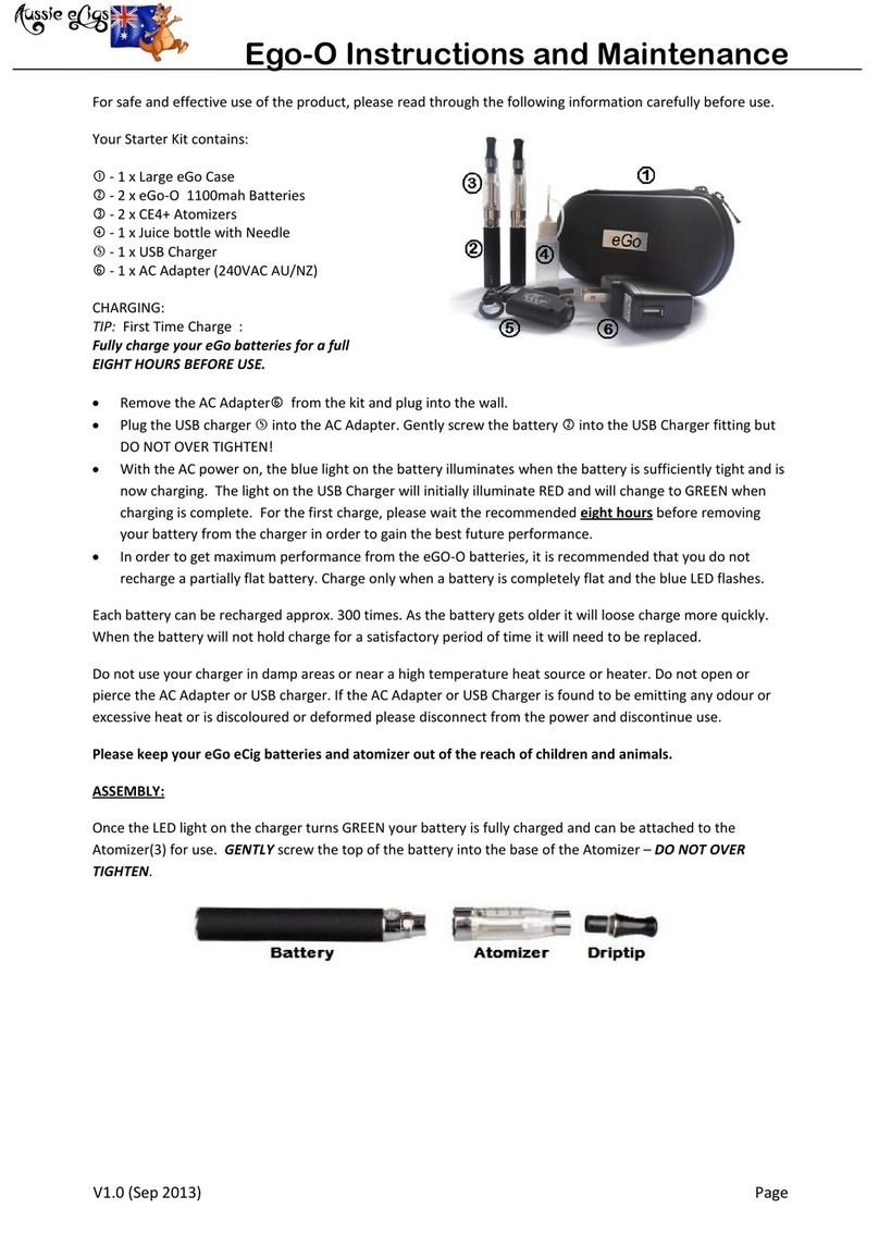 Aussie eCigs Ego-O Instruction and maintenance