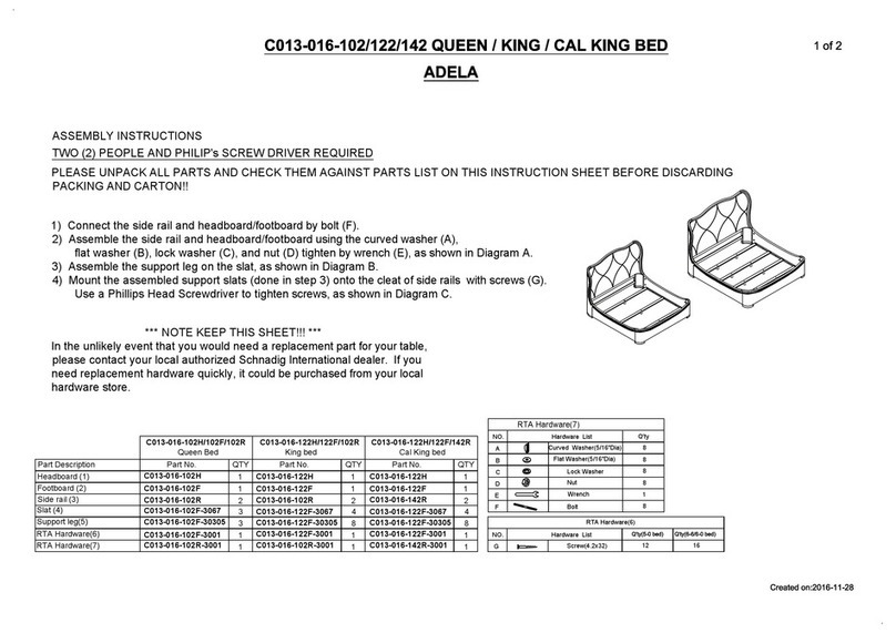 Schnadig Adela C013-016-102H Assembly instructions