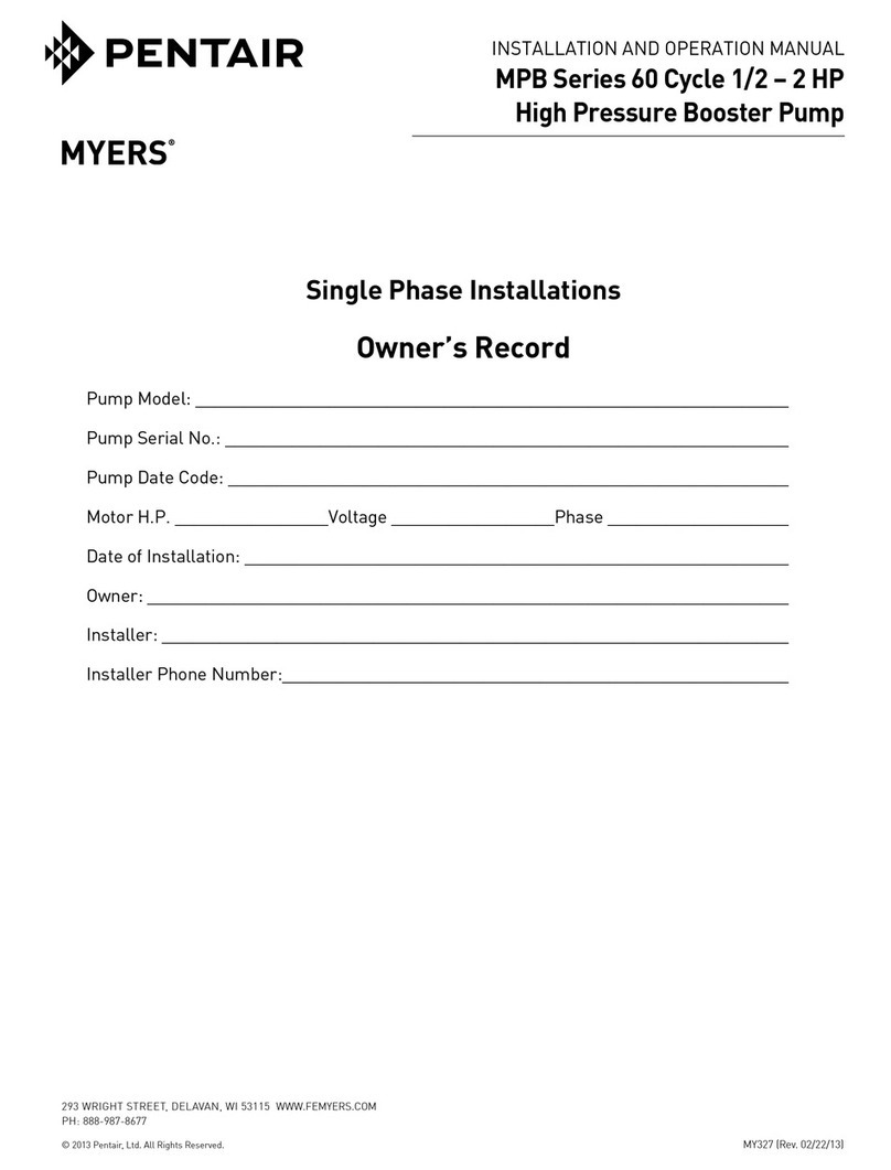 Pentair MYERS MPB Series User manual