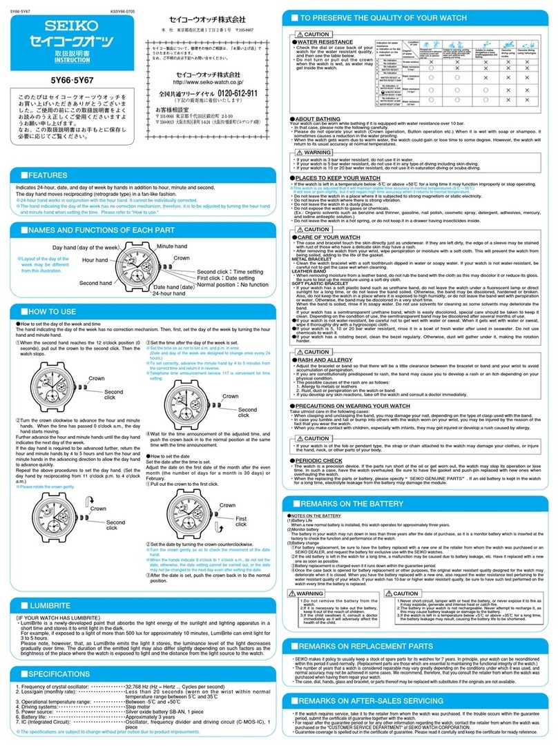 Seiko 5Y66 instructions