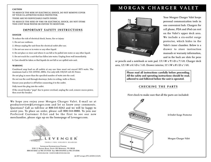 LEVENGER MORGAN CHARGER VALET User manual