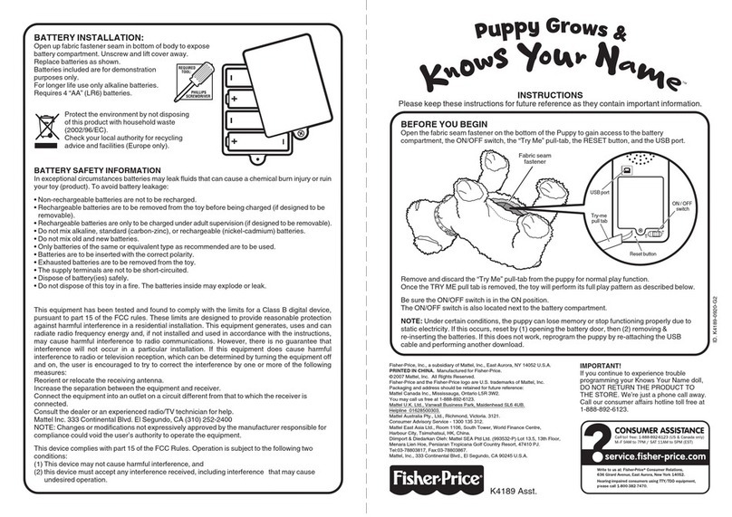 Fisher-Price Puppy Grows & Knows Your Name User manual