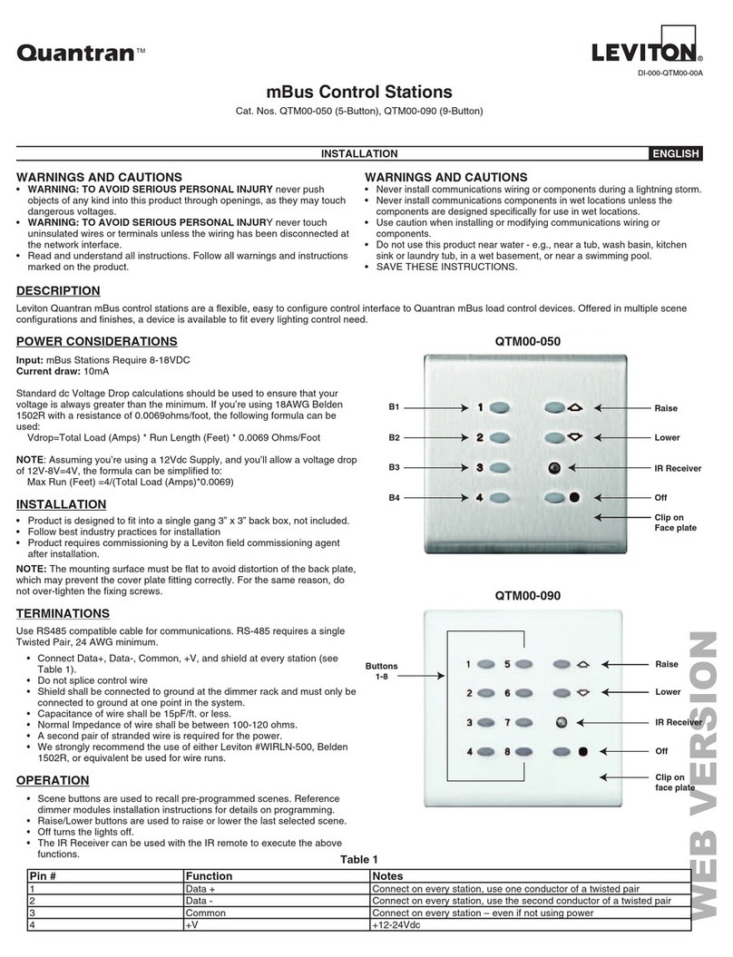 Leviton Quantran QTM00-050 User manual