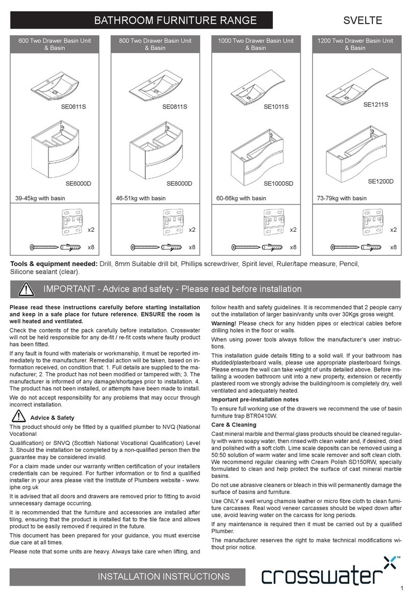 Crosswater SVELTE 600 Series installation instructions Crosswater SVELTE 600 Series installation instructions