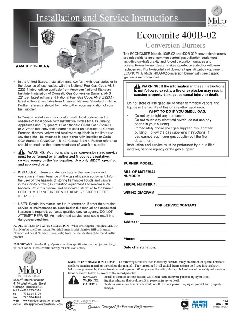 Midco Economite 400B-02 Series Installation and service instructions