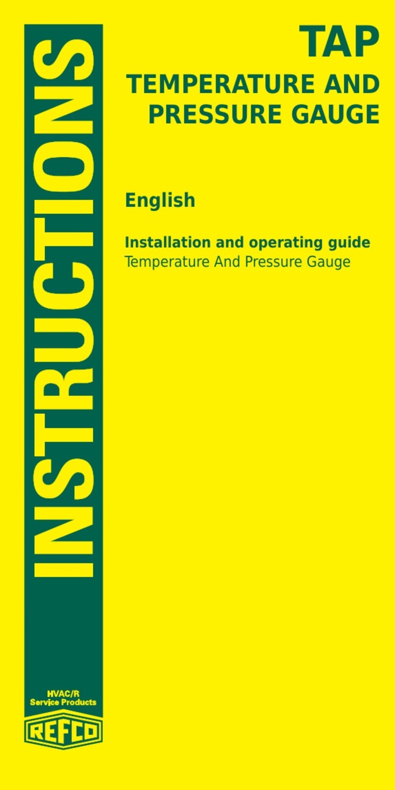 Refco TAP Installation and operating guide