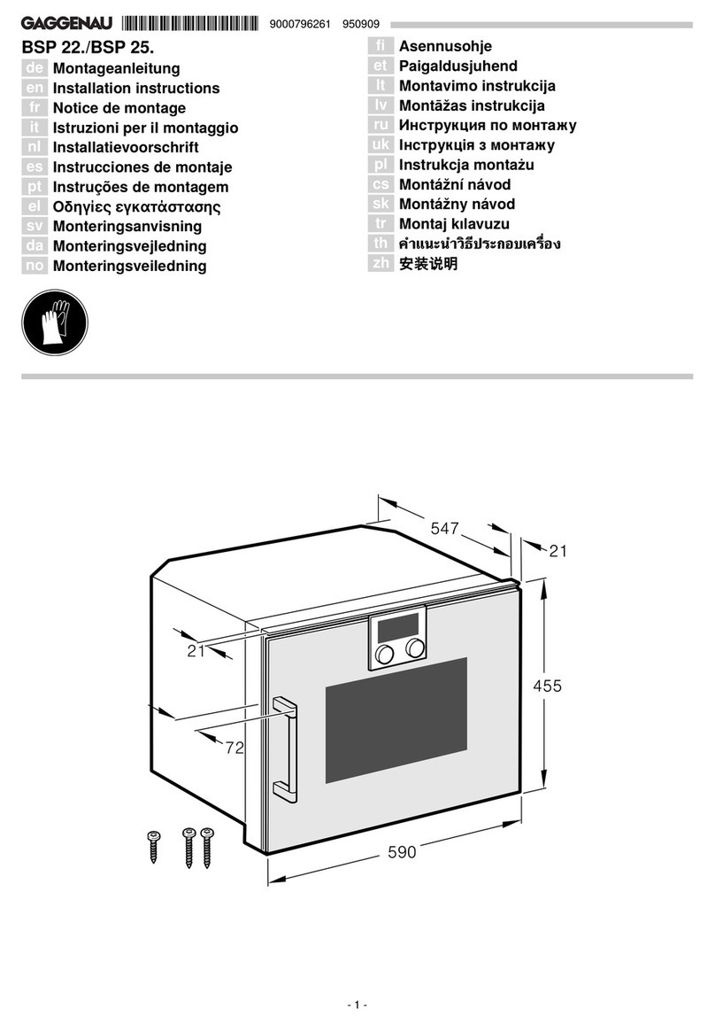 Gaggenau BSP 22 Series installation instructions