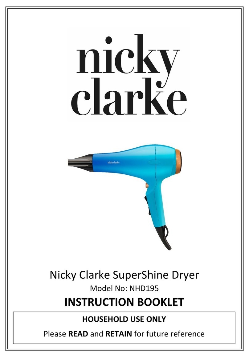 Nicky Clarke SuperShine NHD195 Instruction booklet