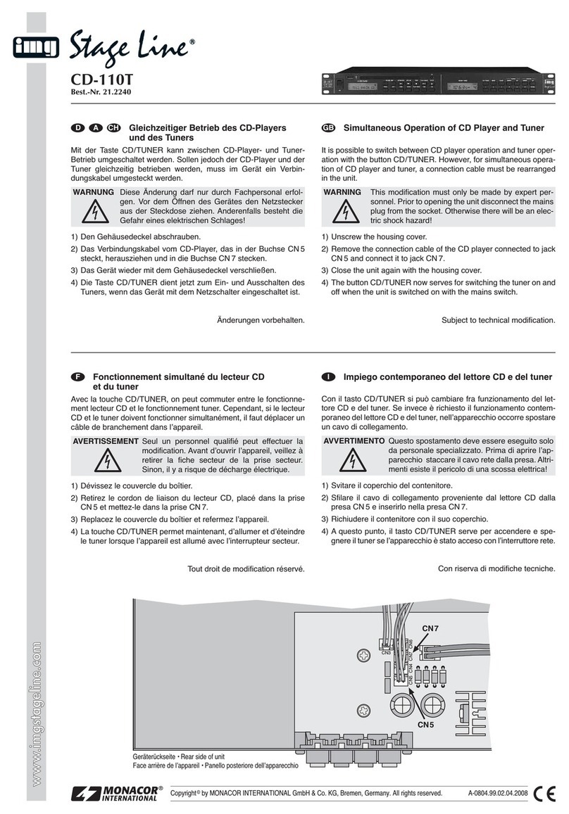 Monacor IMG STAGELINE CD-110T instruction manual