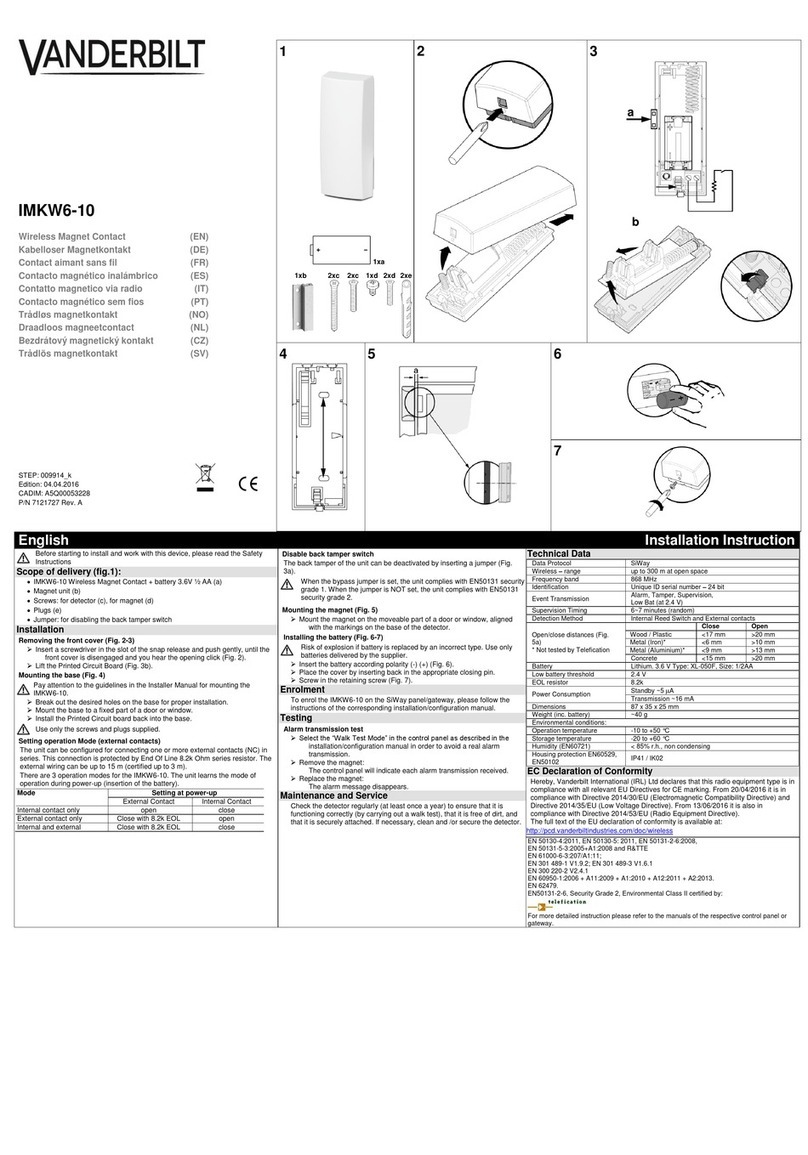Vanderbilt IMKW6-10 Installation instruction