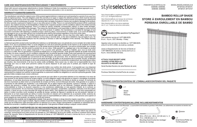 Style selections MT3072W manual Style selections MT3072W manual
