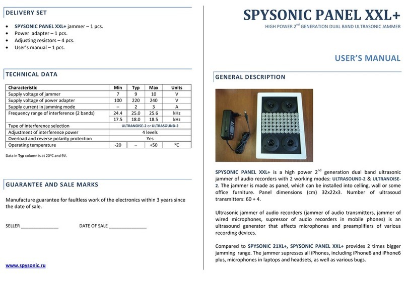SPYSONIC PANEL XXL+ user manual