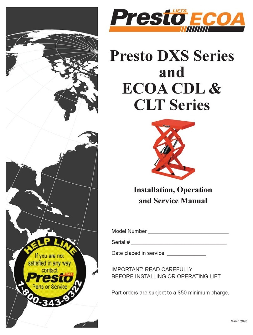Presto Lifts ECOA DXS Series Installation, operation and service manual