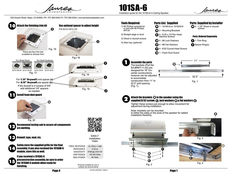 James Loudspeakers 101SA-6 installation guide