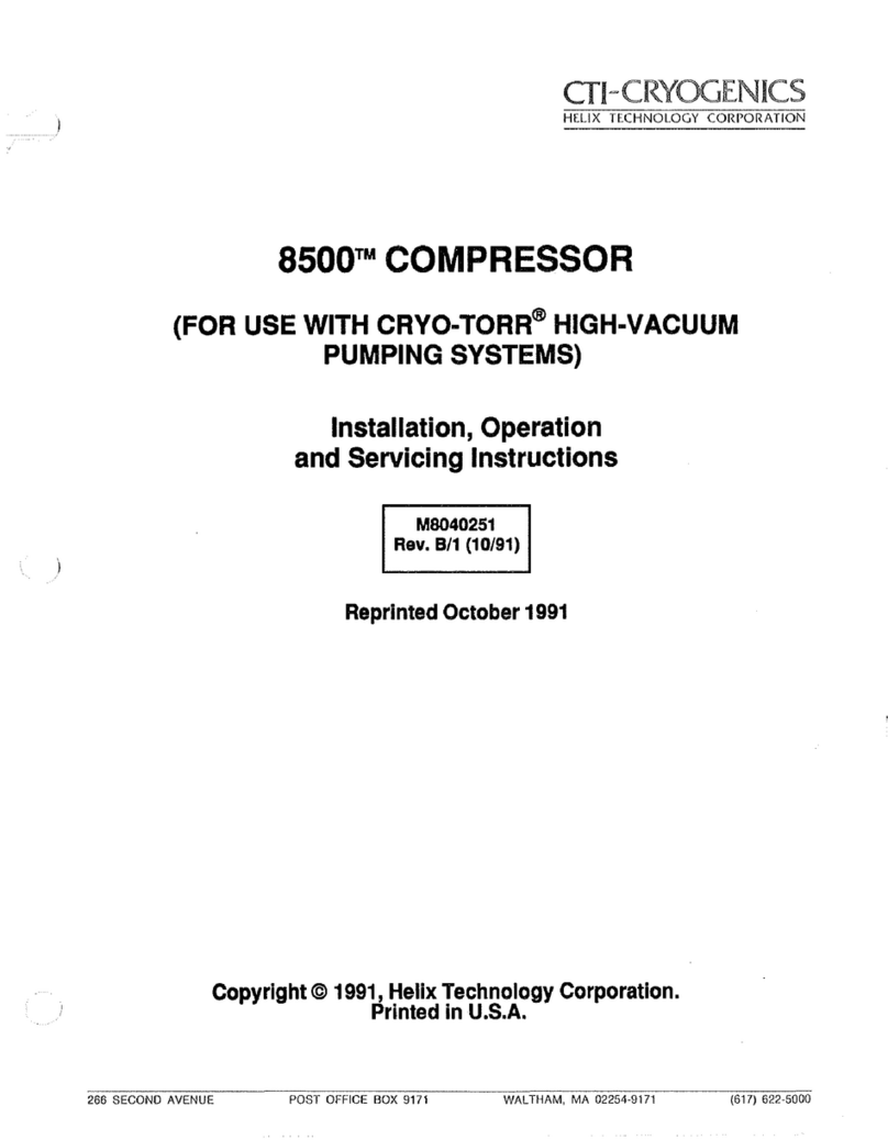 CTI-Cryigenics 8500 Installation, operation and servicing instructions