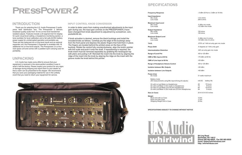 US Audio whirlind Presspower 2 User manual