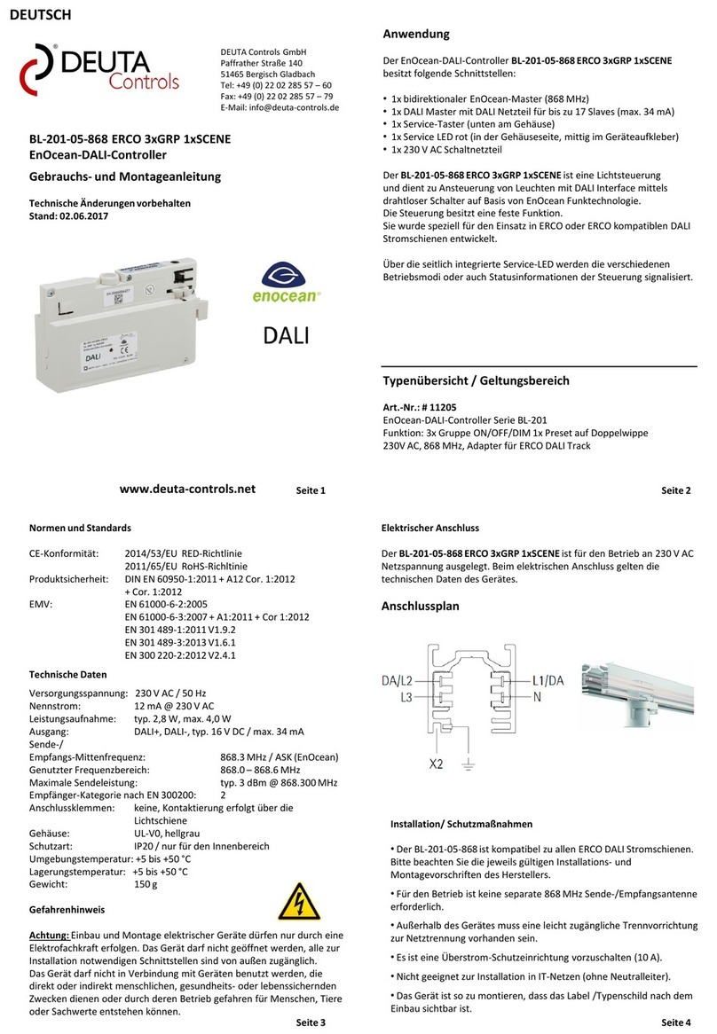 DEUTA Controls EnOcean DALI BL-201-05-868 ERCO 3xGRP... Assembly instructions and operating manual