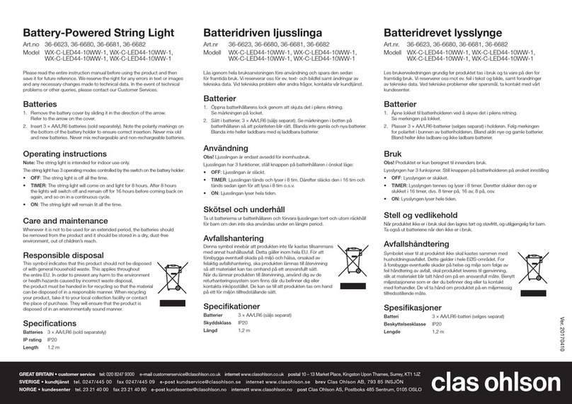 Clas Ohlson WX-C-LED44-10WW-1 quick start guide