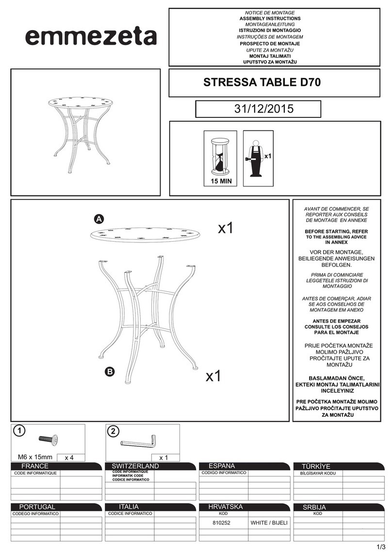 Emmezeta STRESSA TABLE D70 Assembly instructions Emmezeta STRESSA TABLE D70 Assembly instructions