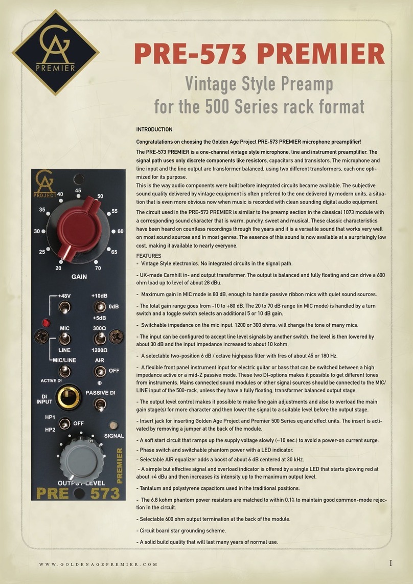 Golden Age Project PRE-573 PREMIER quick start guide