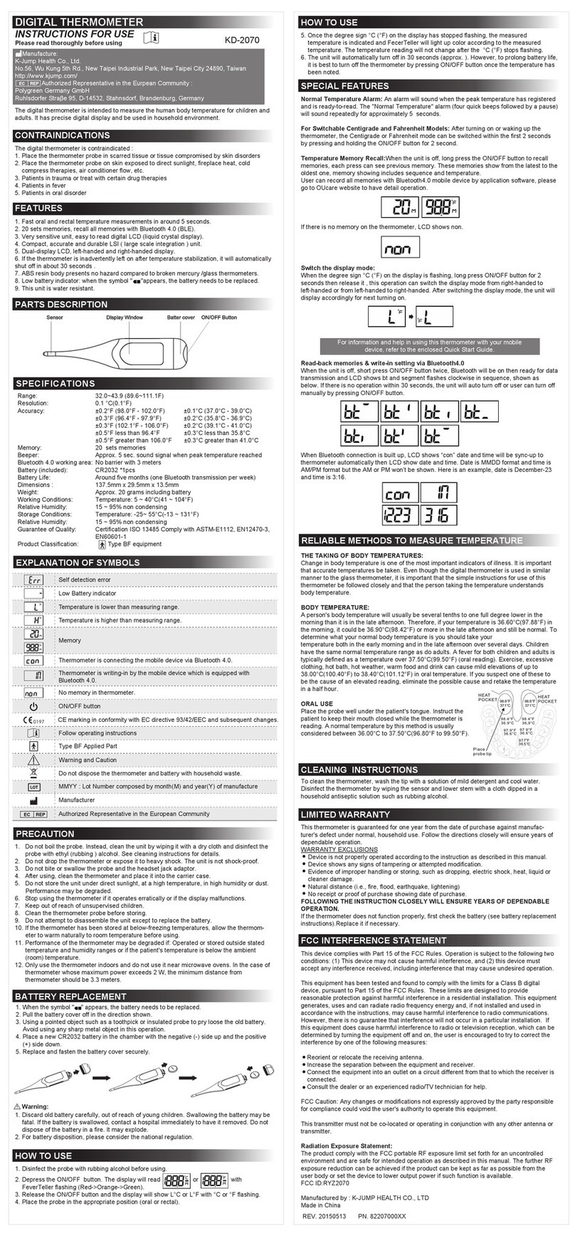 K-Jump Health KD-2070 User manual