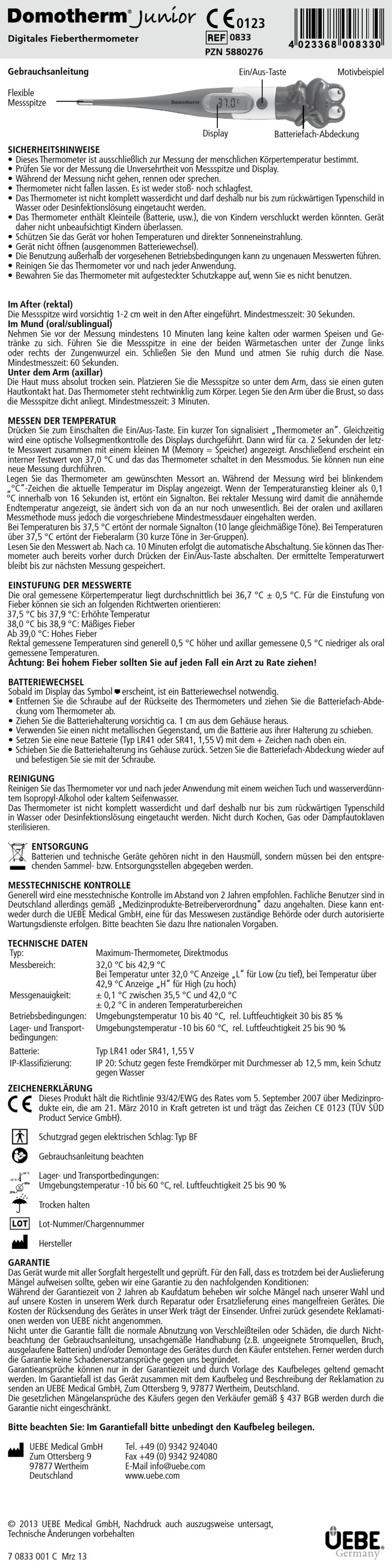 uebe Domotherm Junior Instructions for use