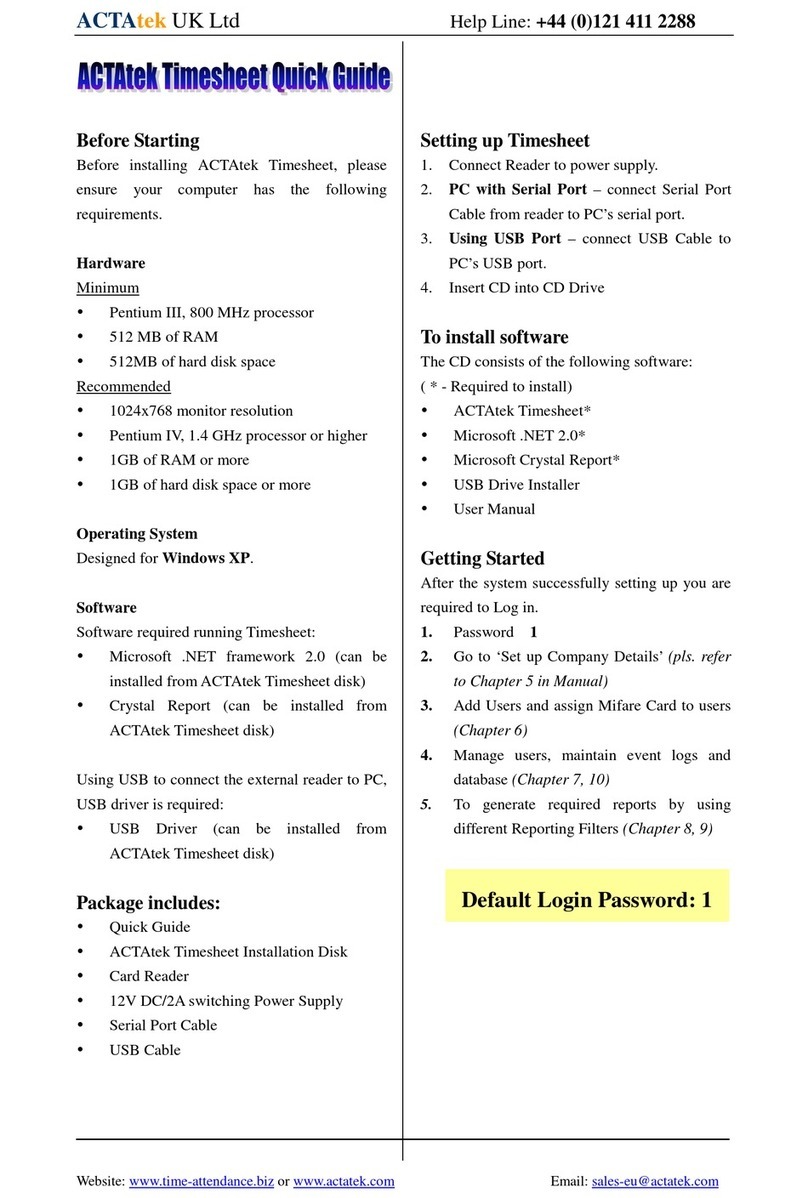 ACTAtek Timesheet quick guide