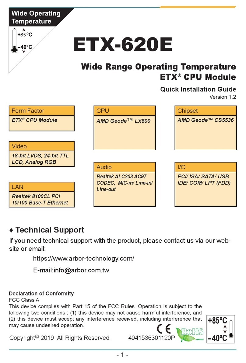Arbor Technology ETX-620E User manual